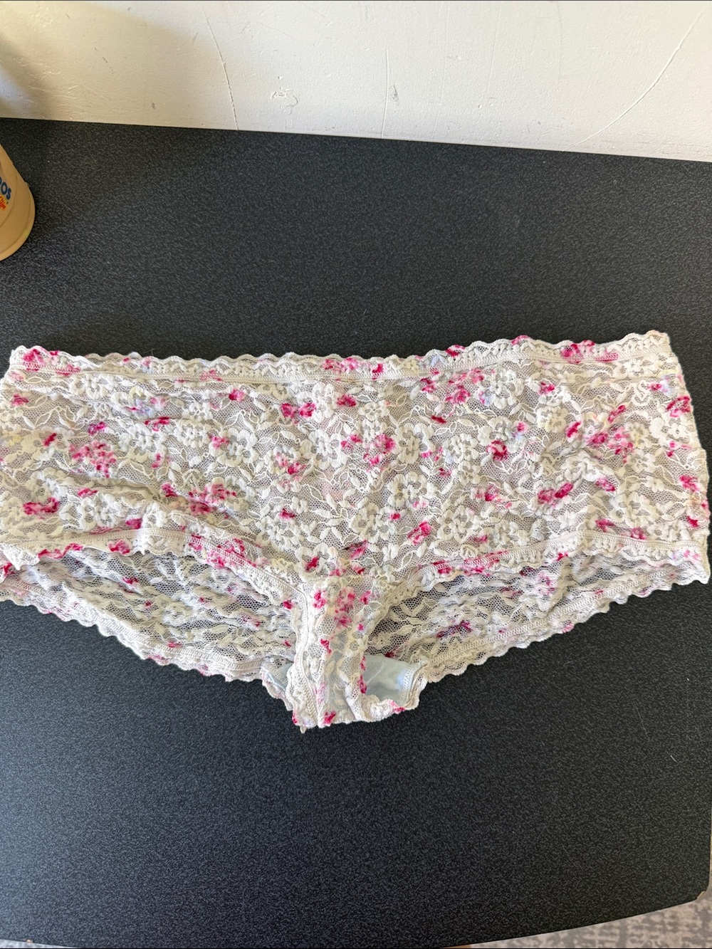 Lace Floral Hipster Panty - White with Pink Floral